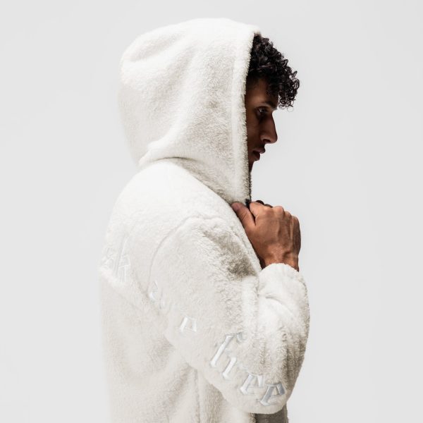 0887. Sherpa Recovery Full Zip Hoodie - Ivory Cream White For Cheap - Image 4