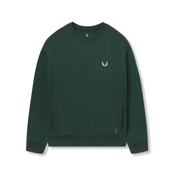 0984. Herringbone Terry Crewneck - Forest Green Discount