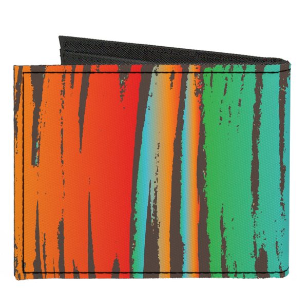 Canvas Bi-Fold Wallet - Scribble Zarape Fade Brown Multi Color Sale - Image 2